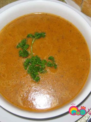 Pour into individual bowls and garnish with parsley. Serve.