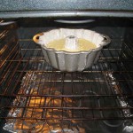 Place your cake in a preheated 350 degrees oven for 45 to 50 minutes, until a toothpick inserted to the center comes out clean.