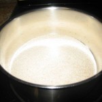 Place the semolina or cream of wheat to a 5 qt saucepan and stir constantly while cooking on medium high heat. Once it begins to brown, the cooking process is very quick. Keep a watchful eye otherwise it will burn and you will have to start again.