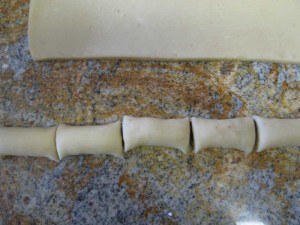 Cut the long "rope" into even pieces.