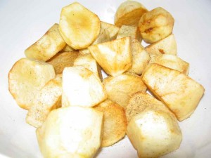 Fry them lightly, drain on a towel and set aside.