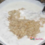 Mix the pelted wheat with the yogurt dressing, ice and garnish with dried mint.