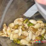 Peeled almonds, pistachios and walnuts previously prepared and bagged.