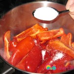 Add bell pepper halfway up, and add the salt.