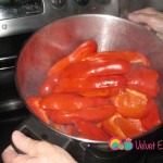 Open the lid once in a while and give it a toss to prevent the peppers from sticking to the bottom of the pan.