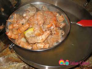 Place a sieve over a large bowl and gently pour the broth in.