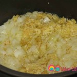 Add the ginger root and garlic to the onions and fry for a few minutes.