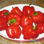 About 11 - 12 small / medium red bell peppers depending on the size.
