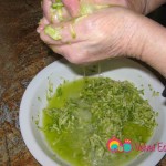 About 30 minutes later, squeeze out the juice and add the zucchini to a large bowl.