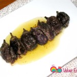 Pickled eggplant stuffed with walnuts and garlic and reserved in olive oil.