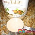 Tahini made from ground sesame seeds.