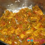 Add a layer of the chicken mixture over the rice. Repeat layering step two more times.