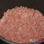 Add the ground beef to the oil.