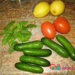 You'll need cucumbers, tomatoes and fresh mint. You can also add green bell peppers (optional).