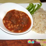 Cranberry beans with meat stew served with jasmine vermicelli rice.