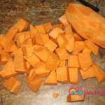 Cut the sweet potato into bite sized pieces and set aside.
