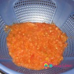 Empty the chopped tomatoes into a colander with a bowl underneath it.