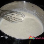 Continue to cook till thickened and the whisk leaves a trail. Also called the ribbon effect.