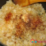 Add the butter and seasonings to the rice and onions.