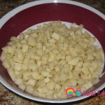 Dice the potatoes and rinse a couple of times.