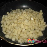 Add the diced potatoes and on fry on medium high heat.