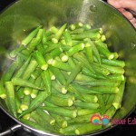 Continue to saute until the okra starts to change in color.