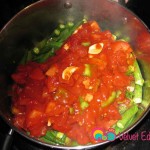 Add the chopped tomatoes mixture to the saucepan.